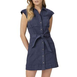 Paige Womens Jaxsyn Belted Mini Shirt Dress 6 Vintage Cosmic Navy - NWT $249